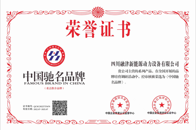 中国驰名品牌证书